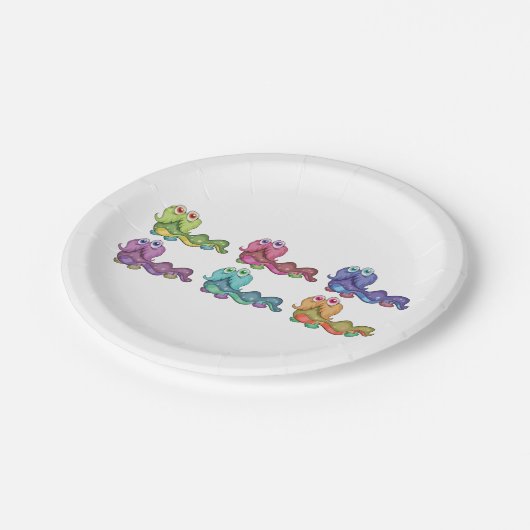 カラフル毛虫キャラクターおもしろいお洒落 ペーパープレート (アングル)