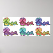 カラフル毛虫キャラクターおもしろいお洒落 ポスター (正面)