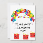 カラフル気球 招待状 (正面)