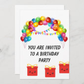 カラフル気球 招待状 (正面/裏面)