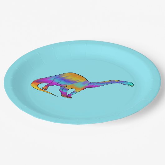 カラフル気管支サイケデリック全恐竜芸術 ペーパープレート (アングル)