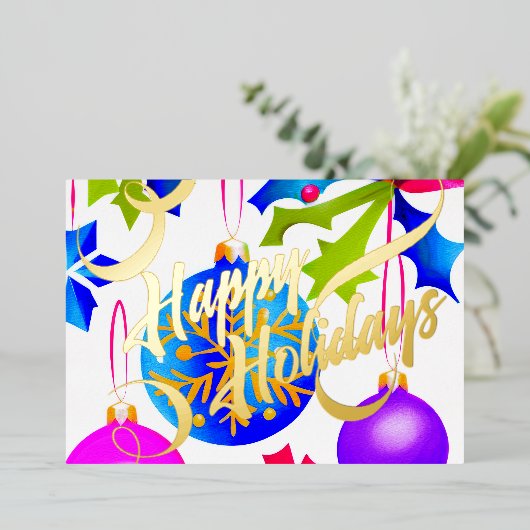 カラフル水の色絵を描オーナメント 箔シーズンカード (立ち正面)