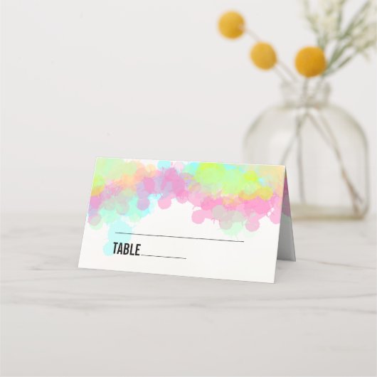 カラフル水の色絵を描（ばちゃばちゃ）跳ねる プレイスカード (正面)