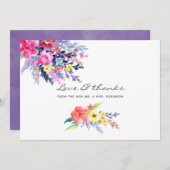 カラフル水カラーフローラ結婚 サンキューカード (正面/裏面)