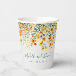 カラフル水カラーフローラ結婚 紙コップ