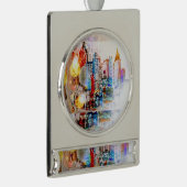 カラフル水モダン彩NYCボールクリスマス シルバープレートバナーオーナメント (右)