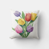 カラフル水彩チューリップ クッション (正面)