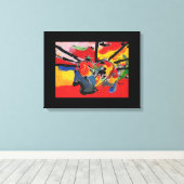 カラフル水彩ハート抽象芸術 キャンバスプリント (インサイチュ (ウッドフロア))