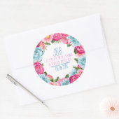 カラフル水彩フローラリース枠 ラウンドシール (封筒)