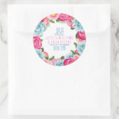 カラフル水彩フローラリース枠 ラウンドシール (バッグ)