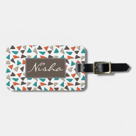 カラフル水彩三角形パターンモノグラム ラゲッジタグ