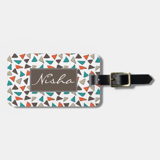 カラフル水彩三角形パターンモノグラム ラゲッジタグ (正面横)