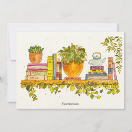 カラフル水彩本棚 招待状