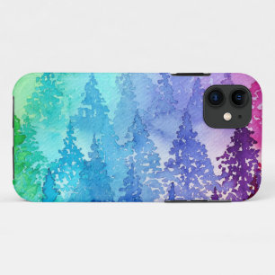 カラフル水彩樹木 iPhone 11 ケース