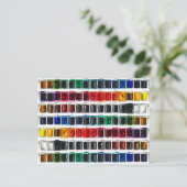 カラフル水彩画絵を描層パレット ポストカード (スタンド正面)