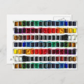 カラフル水彩画絵を描層パレット ポストカード (正面/裏面)