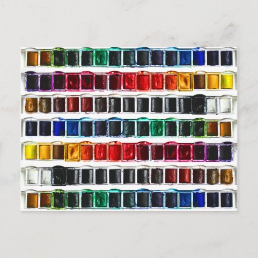 カラフル水彩画絵を描層パレット ポストカード (正面)