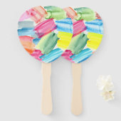 カラフル水彩絵を描見本抽象芸術 ハンドファン (正面&裏面)