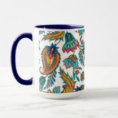 カラフル水彩色フローラペイズリーパターン マグカップ (左)