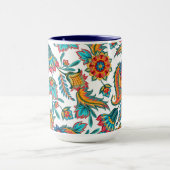 カラフル水彩色フローラペイズリーパターン マグカップ (中央)