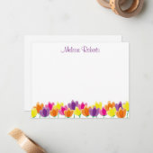 カラフル水彩花パーソナライズされた ノートカード (正面/裏面インサイチュ)