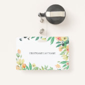 カラフル水彩花フレーム バッジ (裏面リトラクタブル付き)