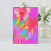 カラフル水彩花暗い赤紫色抽象芸術子猫 サンキューカード (スタンド正面)