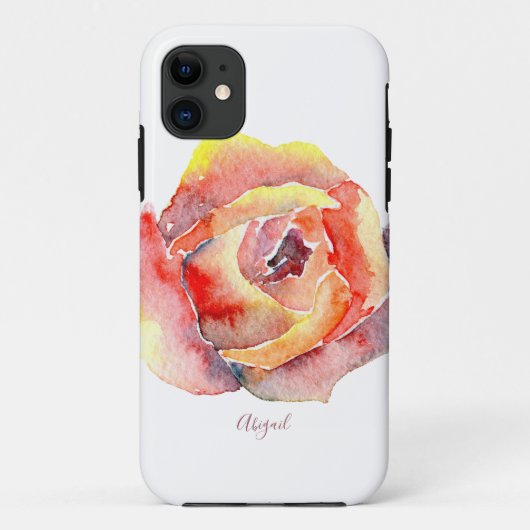 カラフル水彩花独身の名前をカスタムする Case-Mate iPhoneケース (裏面)