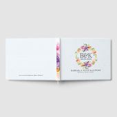 カラフル水彩花結婚リース ゲストブック (全面)