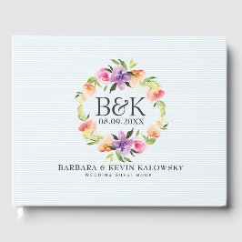 カラフル水彩花結婚リース ゲストブック