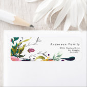 カラフル水彩花結婚差出人住所 ラベル (インサイチュ)