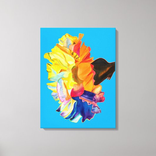 カラフル水彩花 キャンバスプリント (正面)