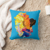 カラフル水彩花 クッション (ブランケット)