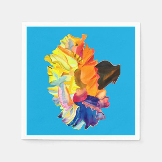 カラフル水彩花 スタンダードカクテルナプキン (正面)