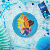 カラフル水彩花 ペーパープレート (パーティー)