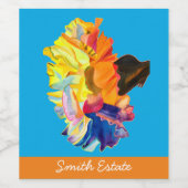 カラフル水彩花 ワインラベル (シングルラベル)