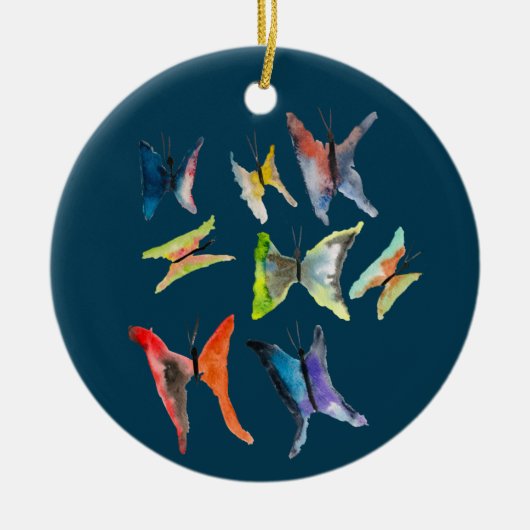 カラフル水彩蝶セラミックオーナメント セラミックオーナメント (正面)