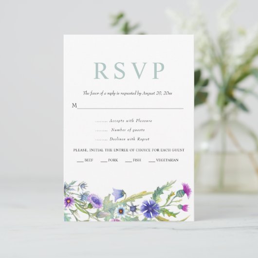 カラフル水彩野草春の結婚式 出欠カード (スタンド正面)