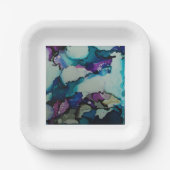 カラフル水彩青紙プレート ペーパープレート (正面)