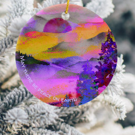 カラフル水彩風景の休日 セラミックオーナメント