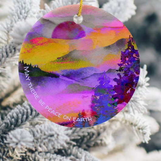 カラフル水彩風景の休日 セラミックオーナメント