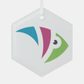 カラフル水族館フィッシュイラストレーションデザイン ガラスオーナメント (正面)