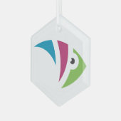 カラフル水族館フィッシュイラストレーションデザイン ガラスオーナメント (正面左)