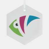 カラフル水族館フィッシュイラストレーションデザイン ガラスオーナメント (裏面)