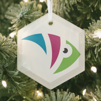 カラフル水族館フィッシュイラストレーションデザイン ガラスオーナメント