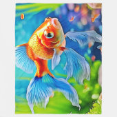 カラフル水槽の金魚デザイン フリースブランケット (正面)