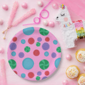 カラフル水玉模様お祝い紙プレート ペーパープレート (パーティー)