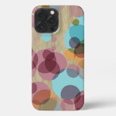 カラフル水玉模様アートパターフェイクン木目 iPhoneケース (裏面)