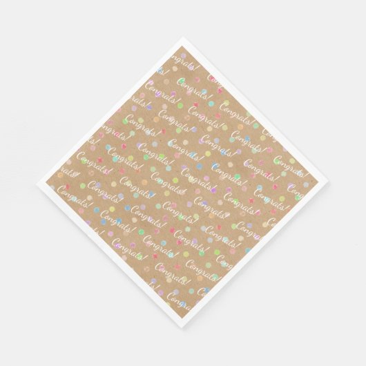 カラフル水玉模様オンKraftフェイク紙背景 スタンダードランチョンナプキン (角)