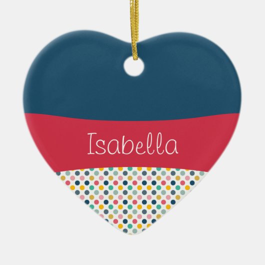 カラフル水玉模様カスタマイズ可能パターン セラミックオーナメント (正面)